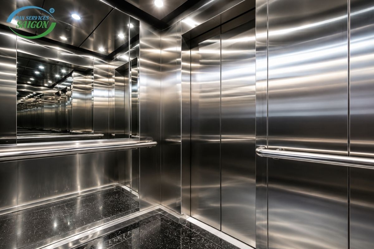 Dịch vụ đánh bóng inox thang máy
